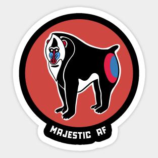 Mandrill monkey. Funny majestic dude. Stylized design Sticker